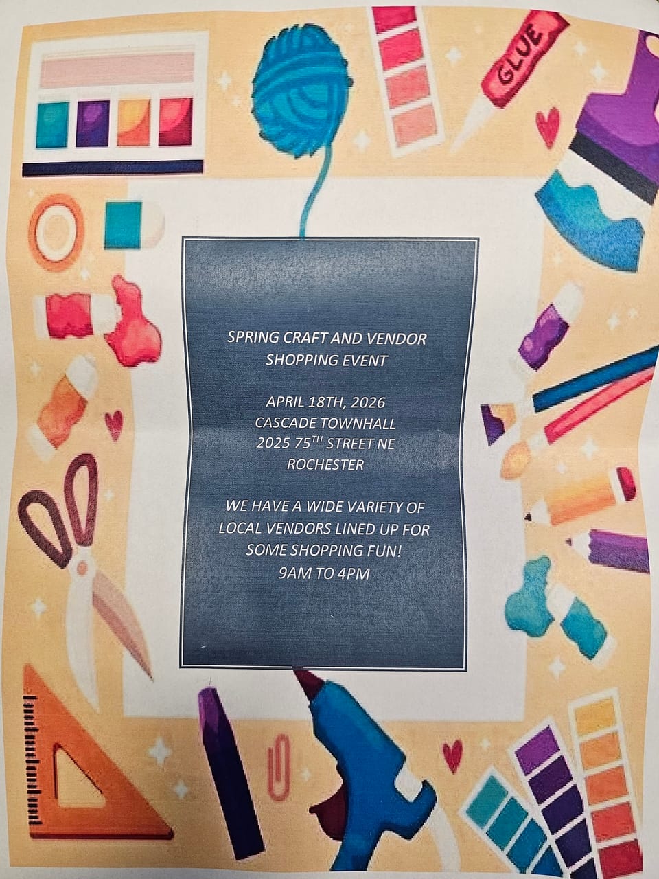 We're heading to the Spring Craft & Vendor Event at Cascade Township!